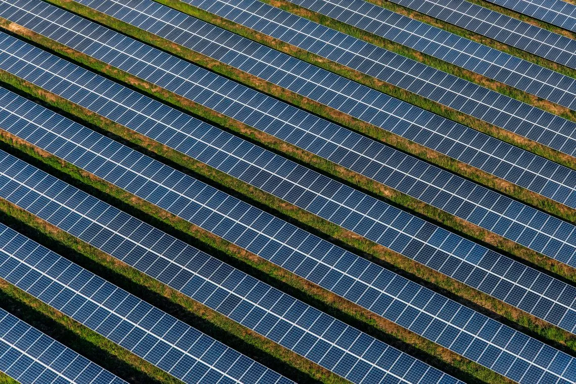 Solar panels, solar farms Solar farm, solar panels aerial view